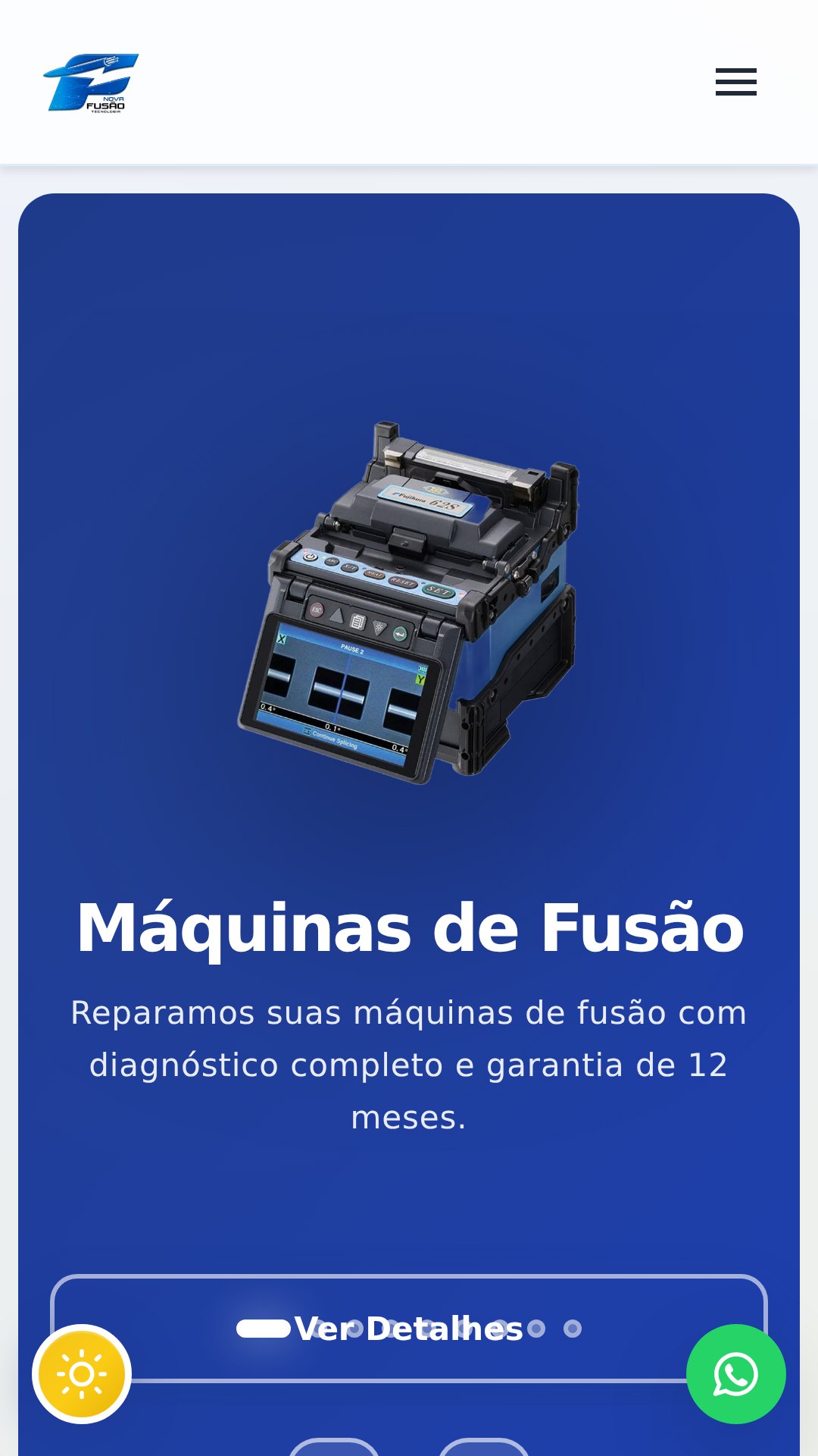 Prévia do website Nova Fusão no celular