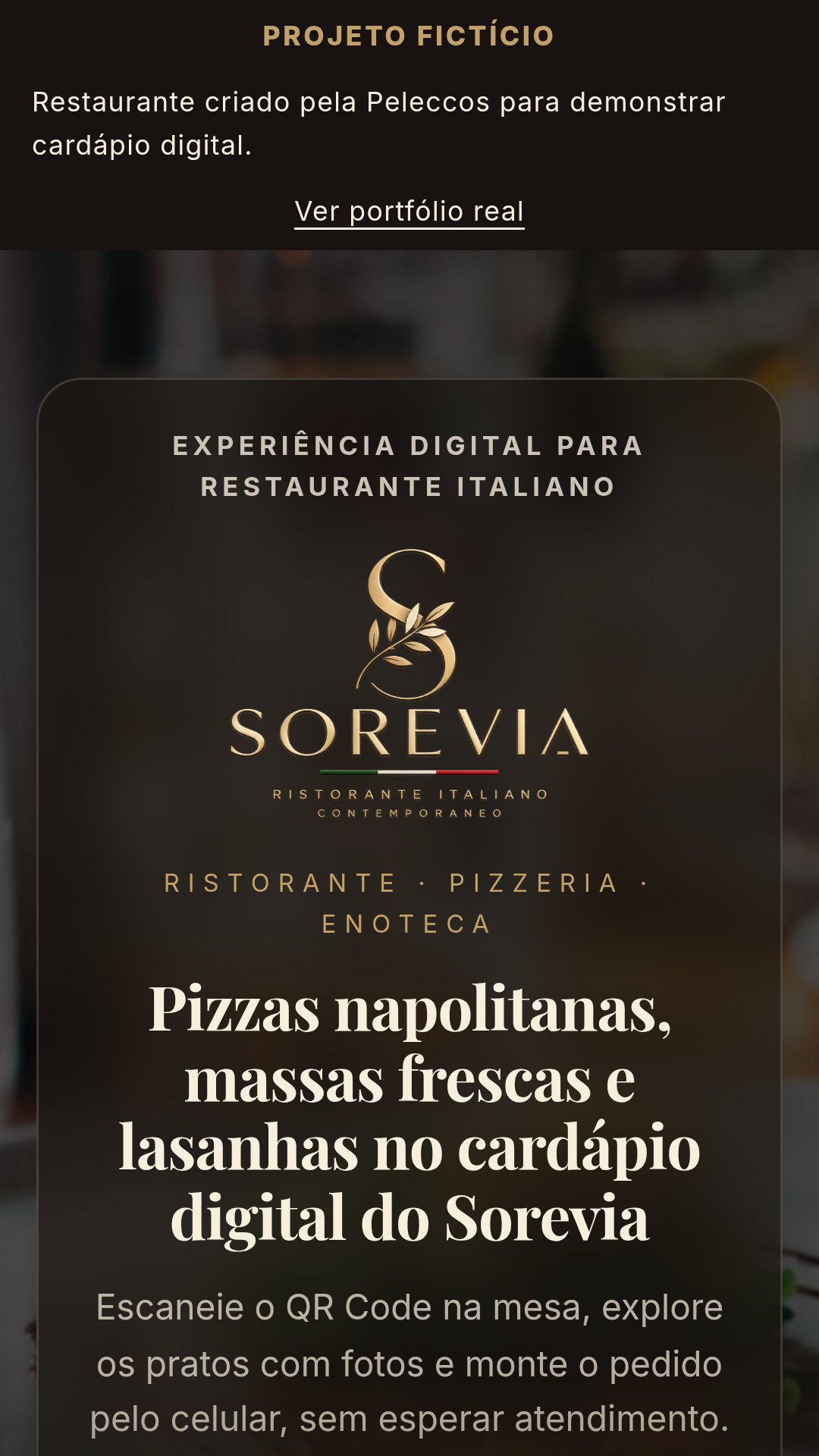Prévia do website Sorevia Italiano no celular